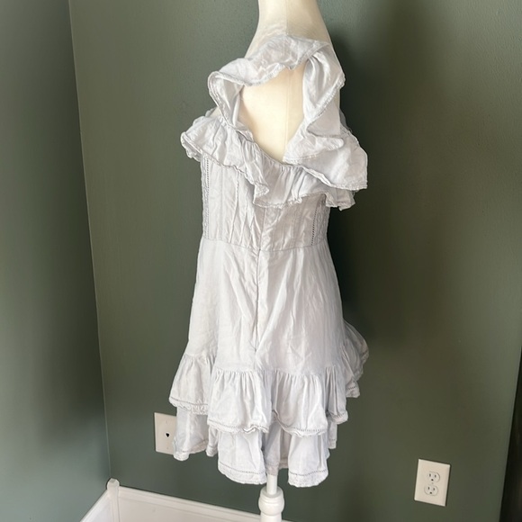 Lovers + Friends Edwin Mini Dress Ice Blue Ruffle Button - Picture 6 of 15